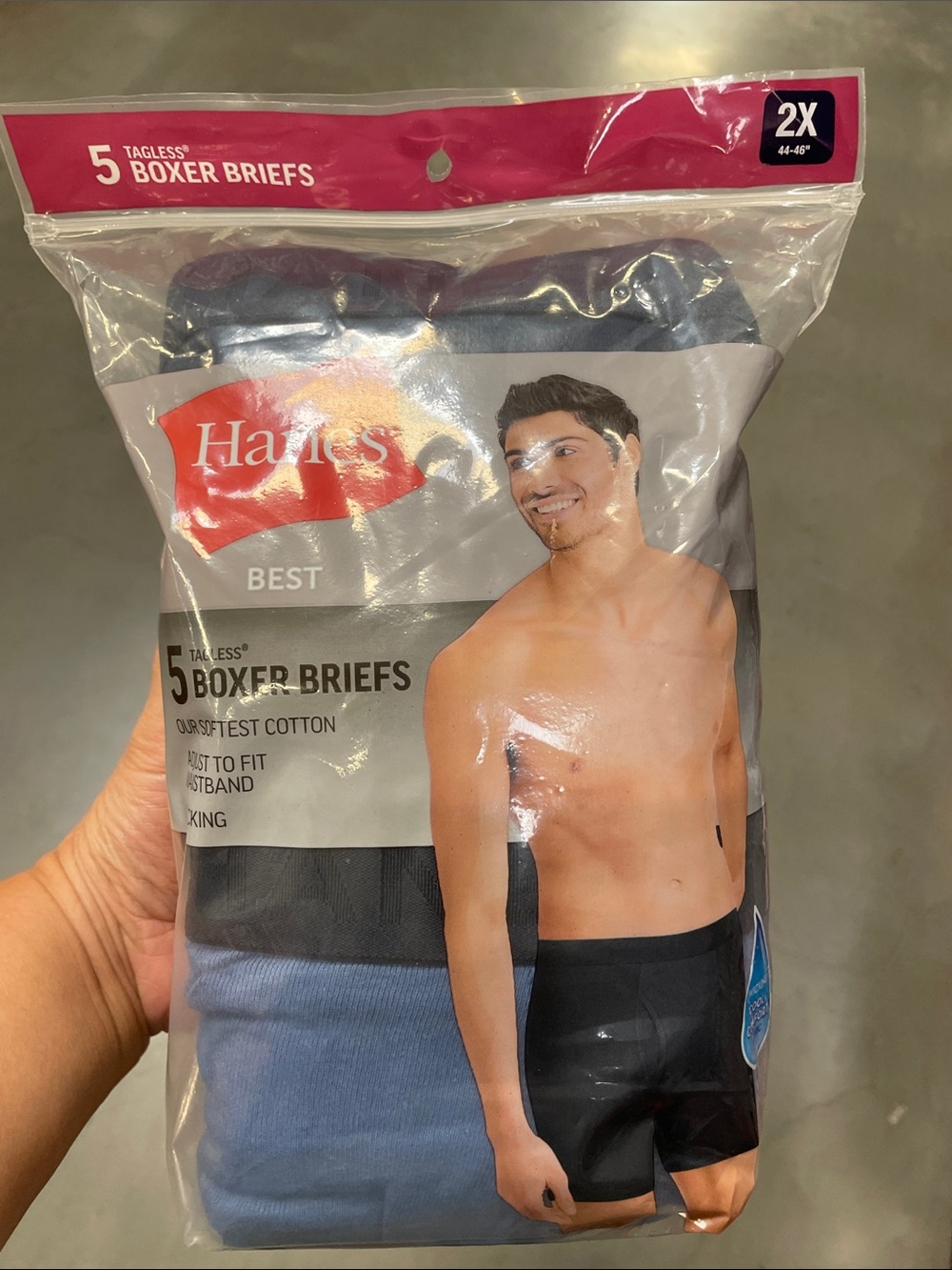 Hanes Men’s 5-Pack Boxer Briefs 2XL Black &  Blue